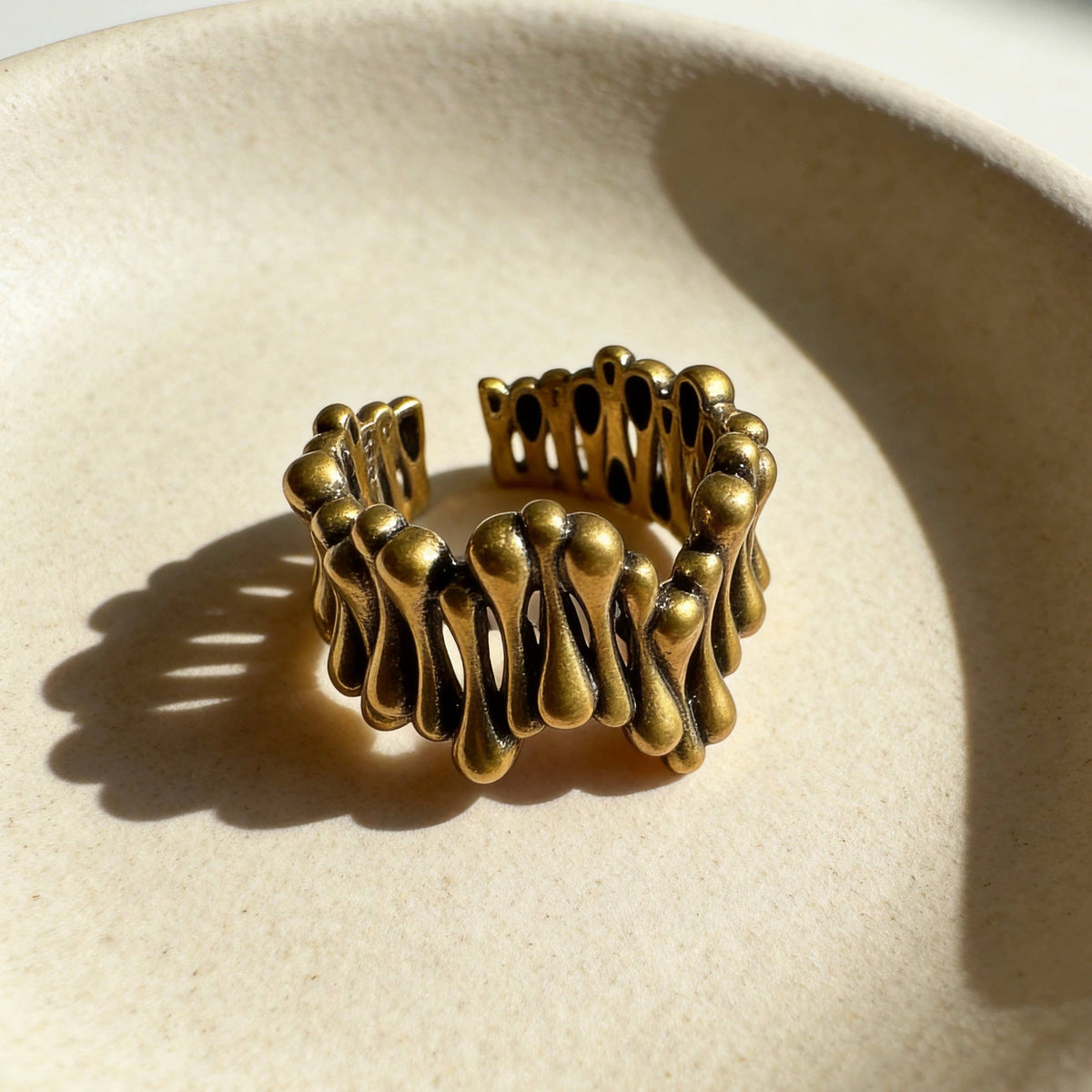 Aurea Jewelry- Matte Antique Gold Open Ring