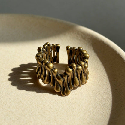 Aurea Jewelry- Matte Antique Gold Open Ring