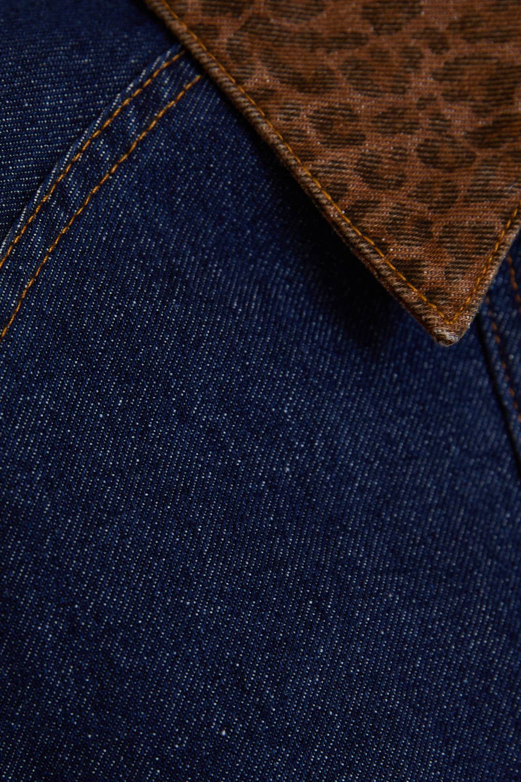 Sunday Edition Denim Jacket with Leopard Print