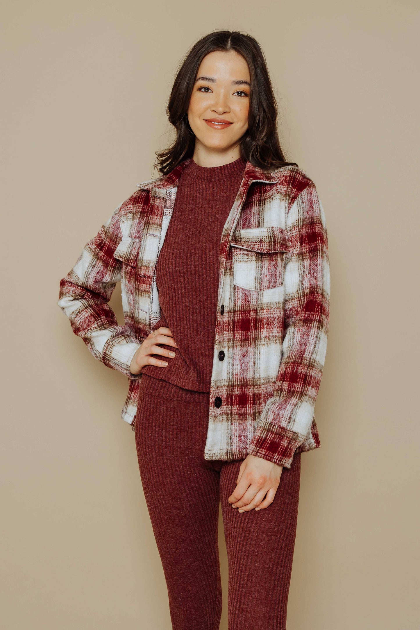 ORB - Sammi-Brushed Plaid Boxy Jacket