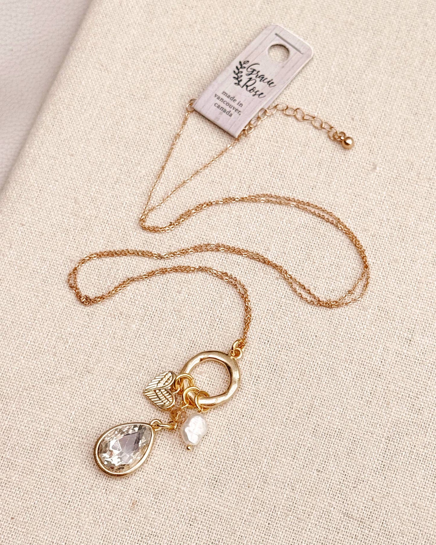 Gracie Rose Designs - Gold Angel Wing Heart Charm Necklace