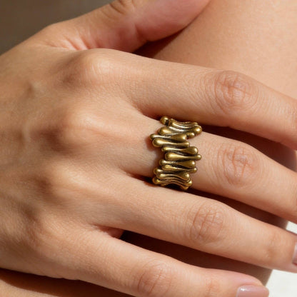 Aurea Jewelry- Matte Antique Gold Open Ring