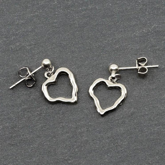 Suzie Blue Canada - Open Heart Silver Plate Drop Earrings