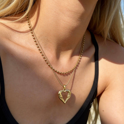 Aurea Jewelry - Gold Stainless Steel Heart Necklace