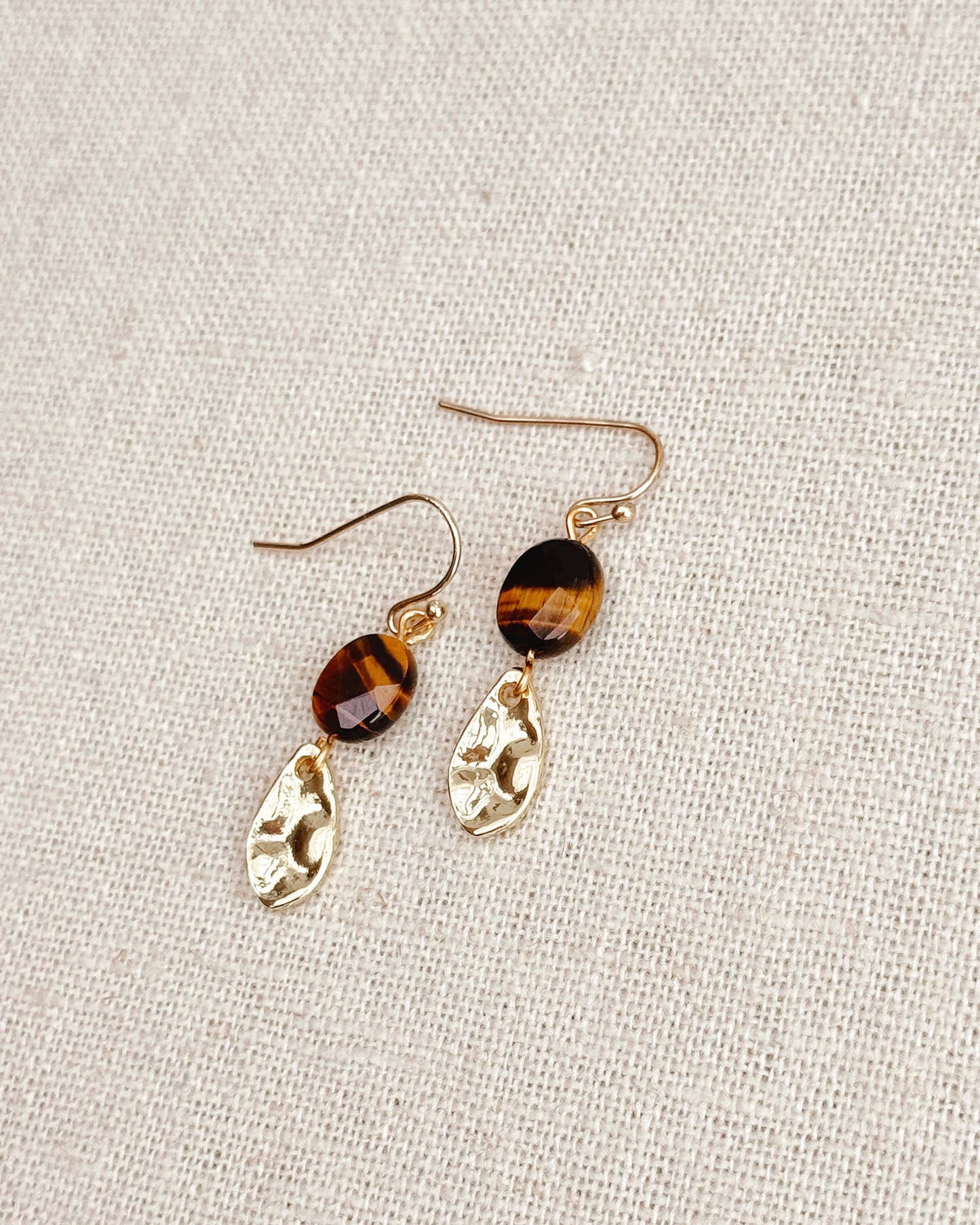 Gracie Rose Designs - Tiger’s Eye Gold Drop Earrings
