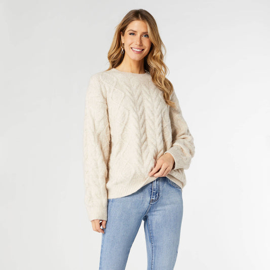 COCO + CARMEN - Casper Cable Knit Sweater  Oatmeal Heather L/XL