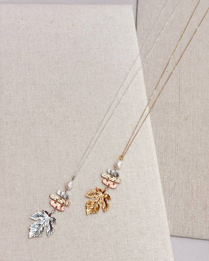 Gracie Rose Designs - Maple Leaf Pearl Pendant Necklace