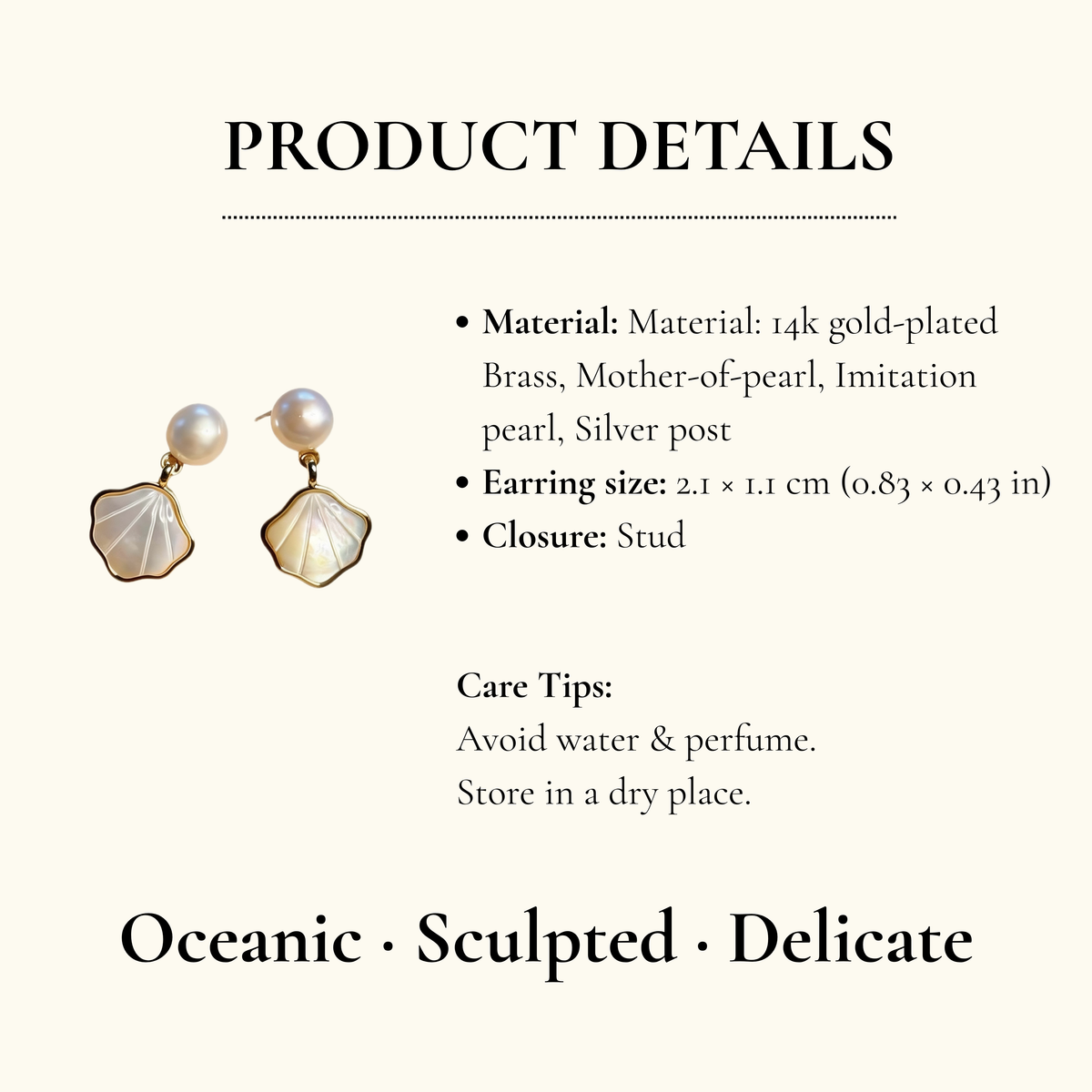 Aurea Jewelry - Dainty Pearl Mother-of-pearl Earrings