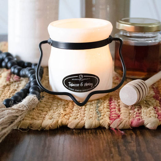 Milkhouse Candle Company - 5 oz Cream Jar Candle: Tobacco & Honey