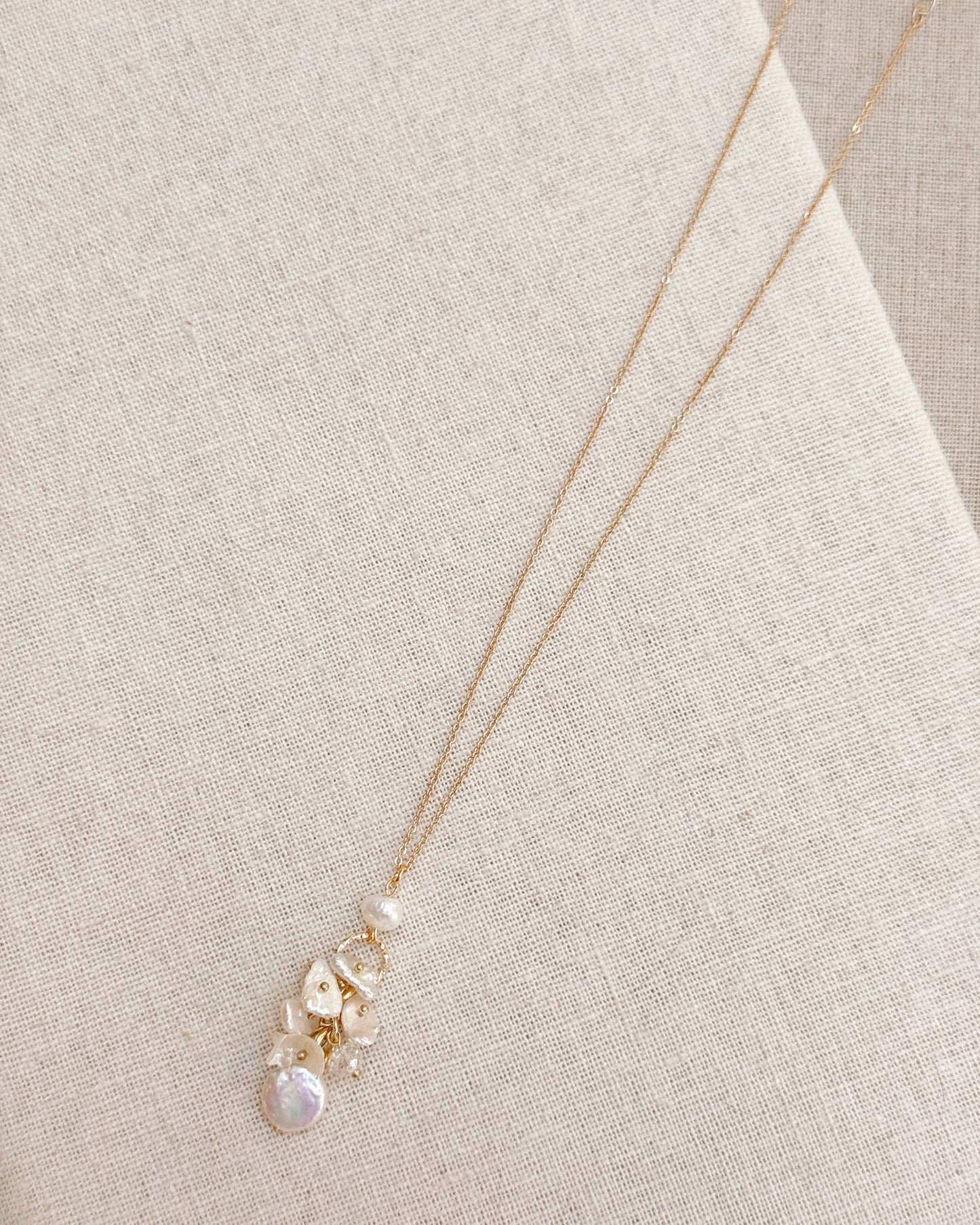 Gracie Rose Designs - Freshwater Pearl Cluster Necklace – Gold Chain
