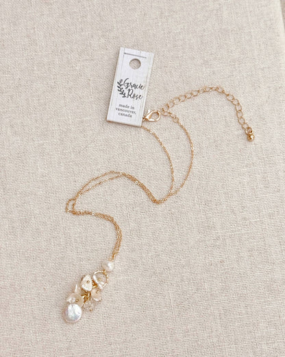 Gracie Rose Designs - Freshwater Pearl Cluster Necklace – Gold Chain