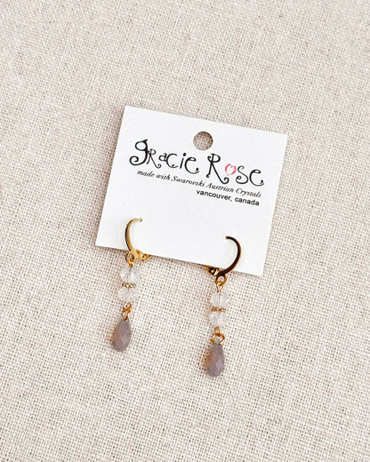 Gracie Rose Designs - Swarovski Minimalist Bride Opal & Grey Crystal Earrings