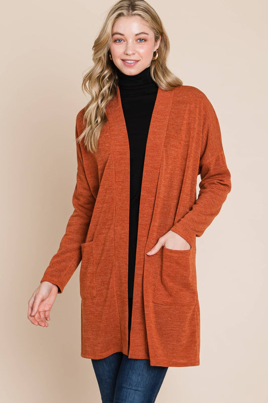 BOMBOM  SOFT KNIT CARDIGAN WITH POCKETS Pumpkin