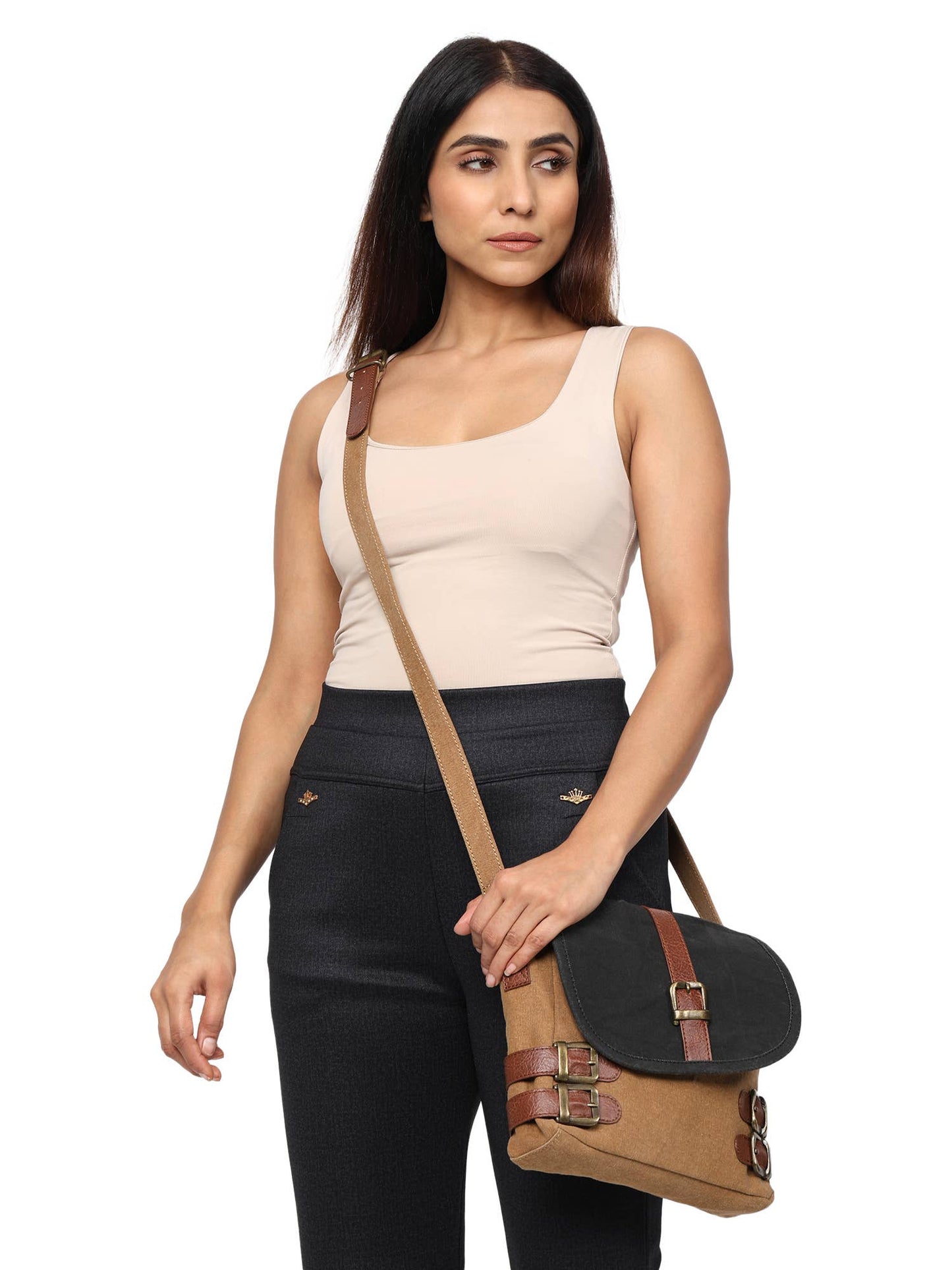 Mona B. - Buckled-up Brown Suger Crossbody, M-1816