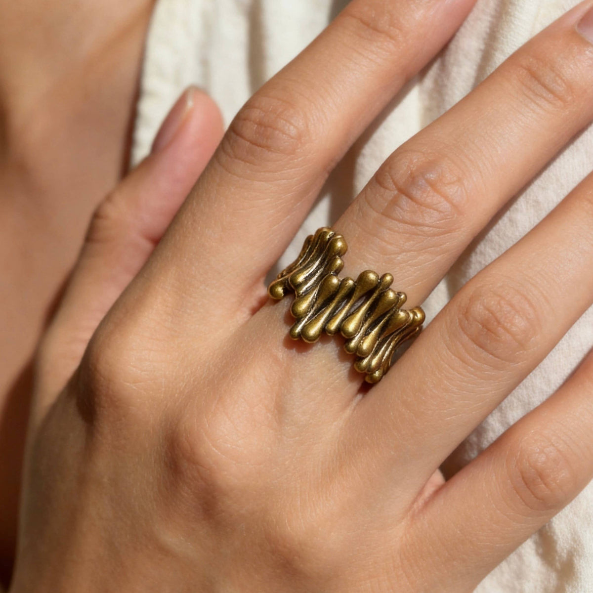 Aurea Jewelry- Matte Antique Gold Open Ring