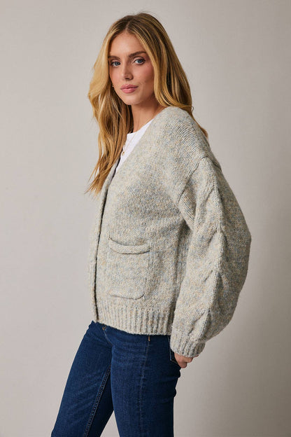 Sunday Edition V-Neck Cable Sweater Two Tone