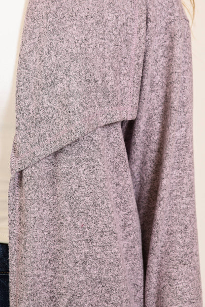 TIMING - Cozy Open-Front Knit Cardigan Lavender