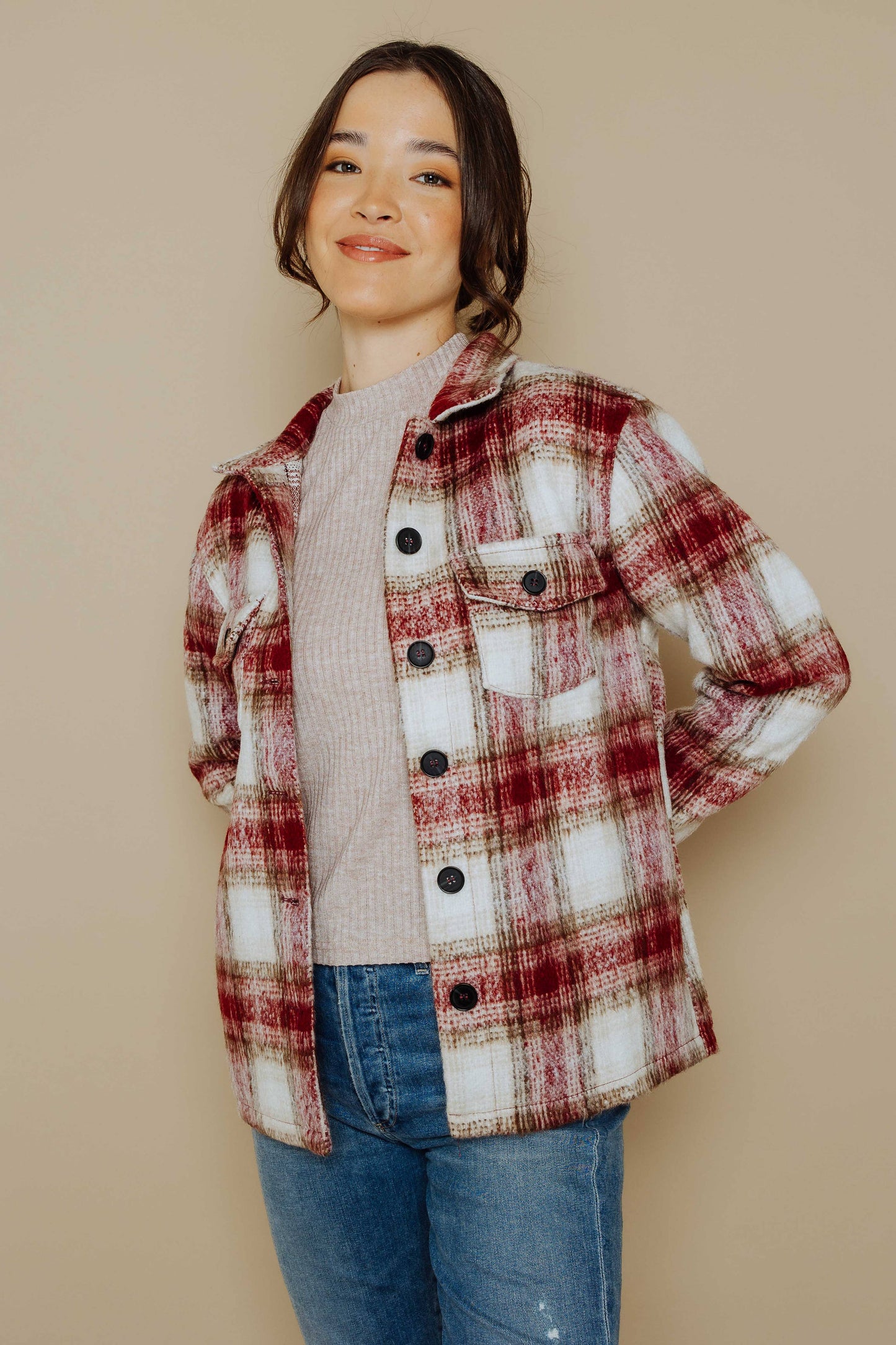 ORB - Sammi-Brushed Plaid Boxy Jacket