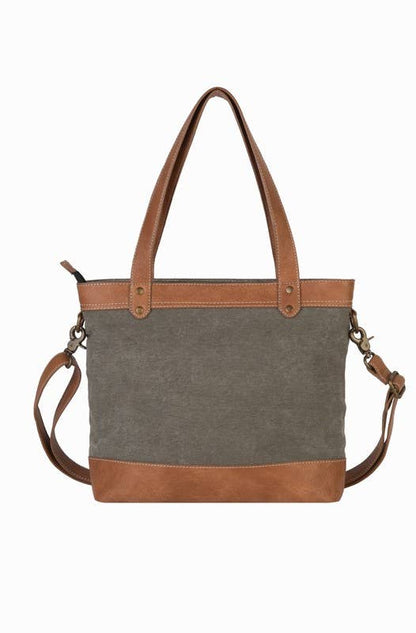 Mona B. - Vintage Script Up-Cycled Canvas Women's Shoulder Bag