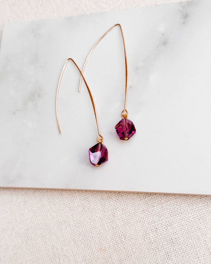 Gracie Rose Designs - Glam Amethyst Swarovski Crystal Long Thread Through Earrings