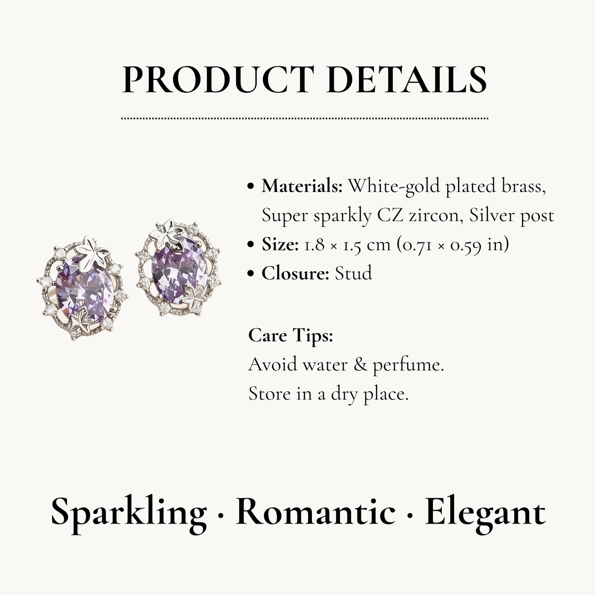 Aurea Jewelry - Lavender Crystal Studs