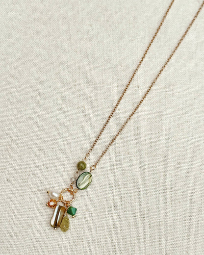 Gracie Rose Designs - Green Garnet & Pearl Cluster Necklace