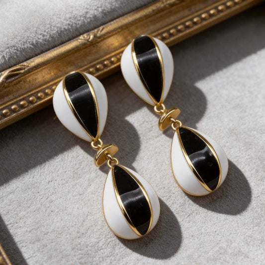 Aurea Jewelry - Black White Drop Earrings