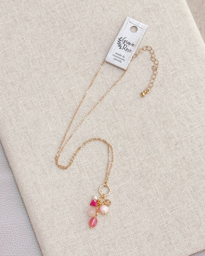Gracie Rose Designs - Pink Gemstone Cluster Necklace