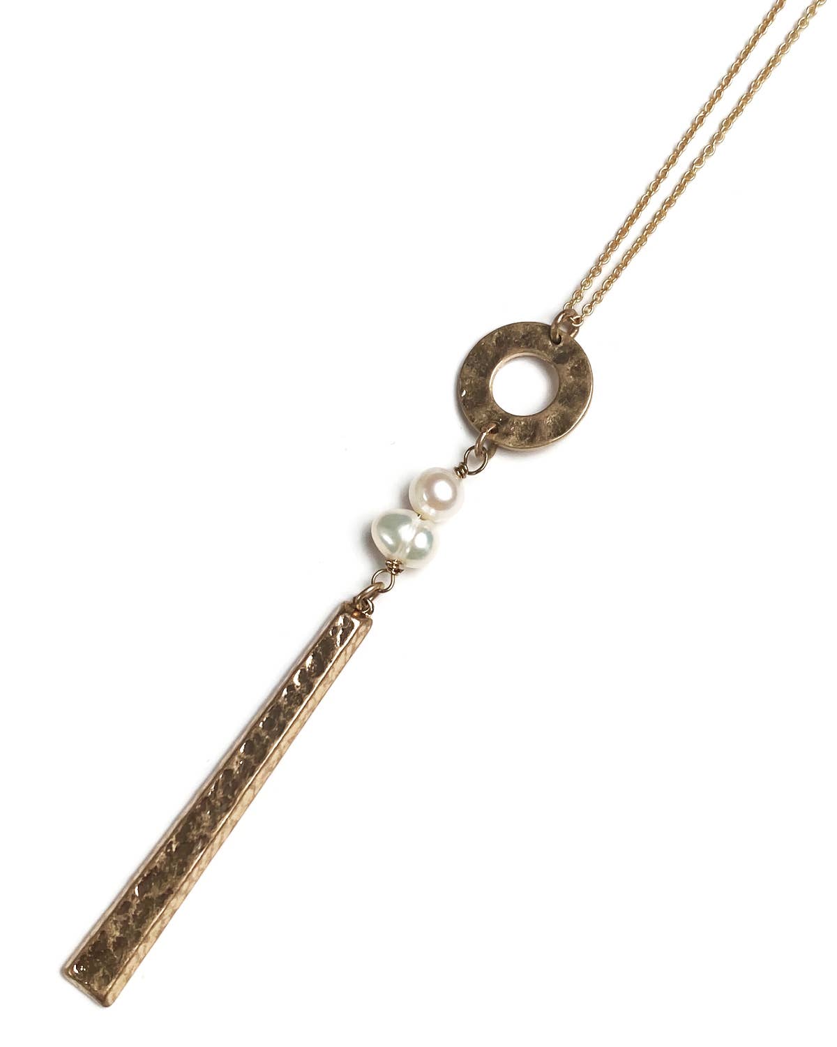 Gracie Rose Designs - Matte Gold Freshwater Pearl Geometric Pendant Necklace