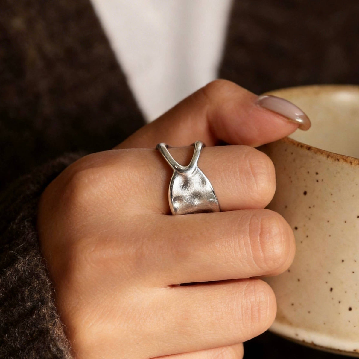 Aurea Jewelry - Minimalist Silver Open Statement Ring