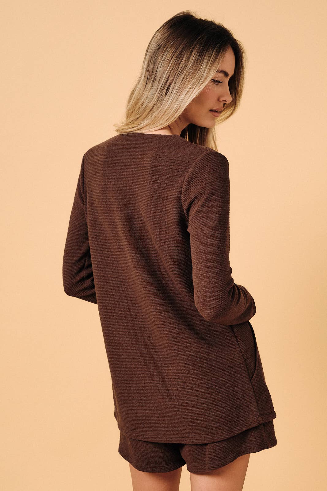 GILLI by Sunday Edition- V NECK LONG SLEEVE ONE BUTTON BLAZER