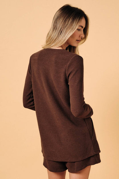 GILLI by Sunday Edition- V NECK LONG SLEEVE ONE BUTTON BLAZER