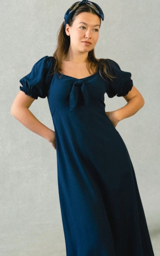 ANNICK - Genevieve Midi Dress A-Line Solid Color