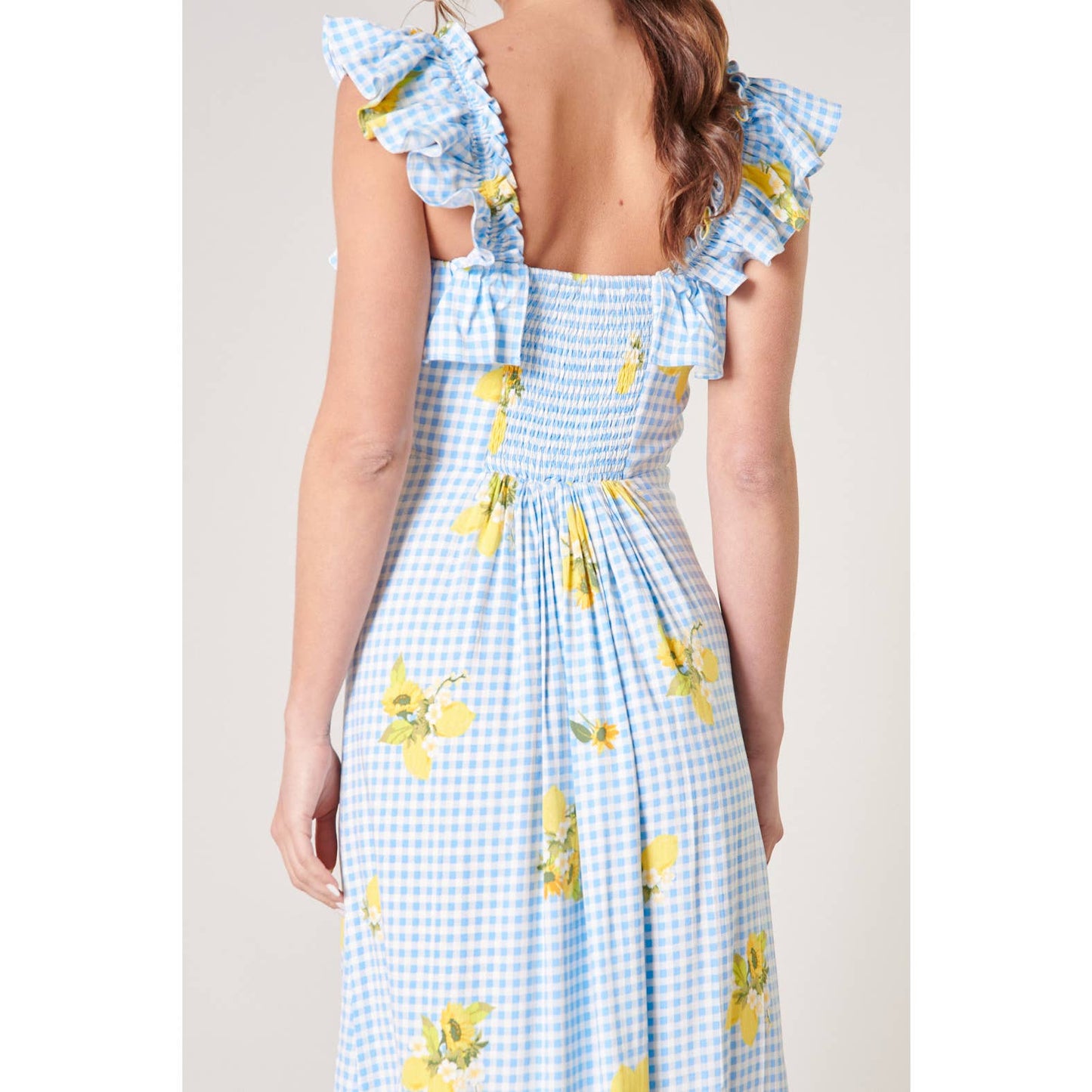 Sugarlips Gingham Lemon Shift Dress