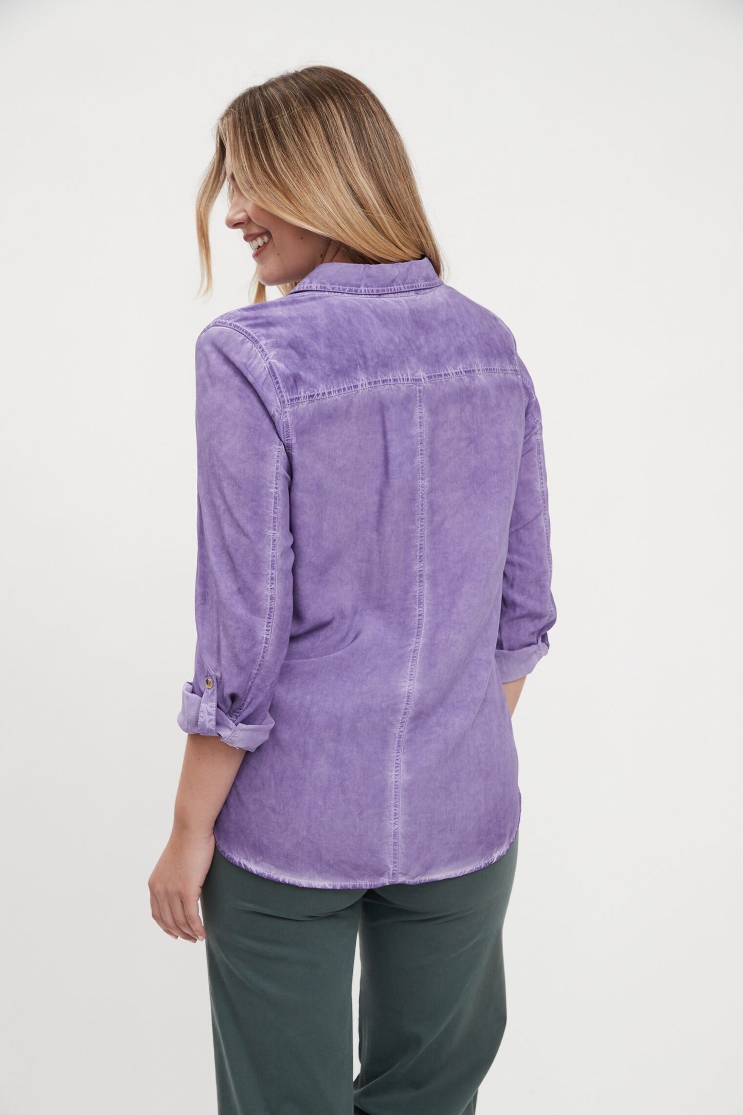 French Dressing Long Sleeve Pigment Dye Shirt Wild Pansy