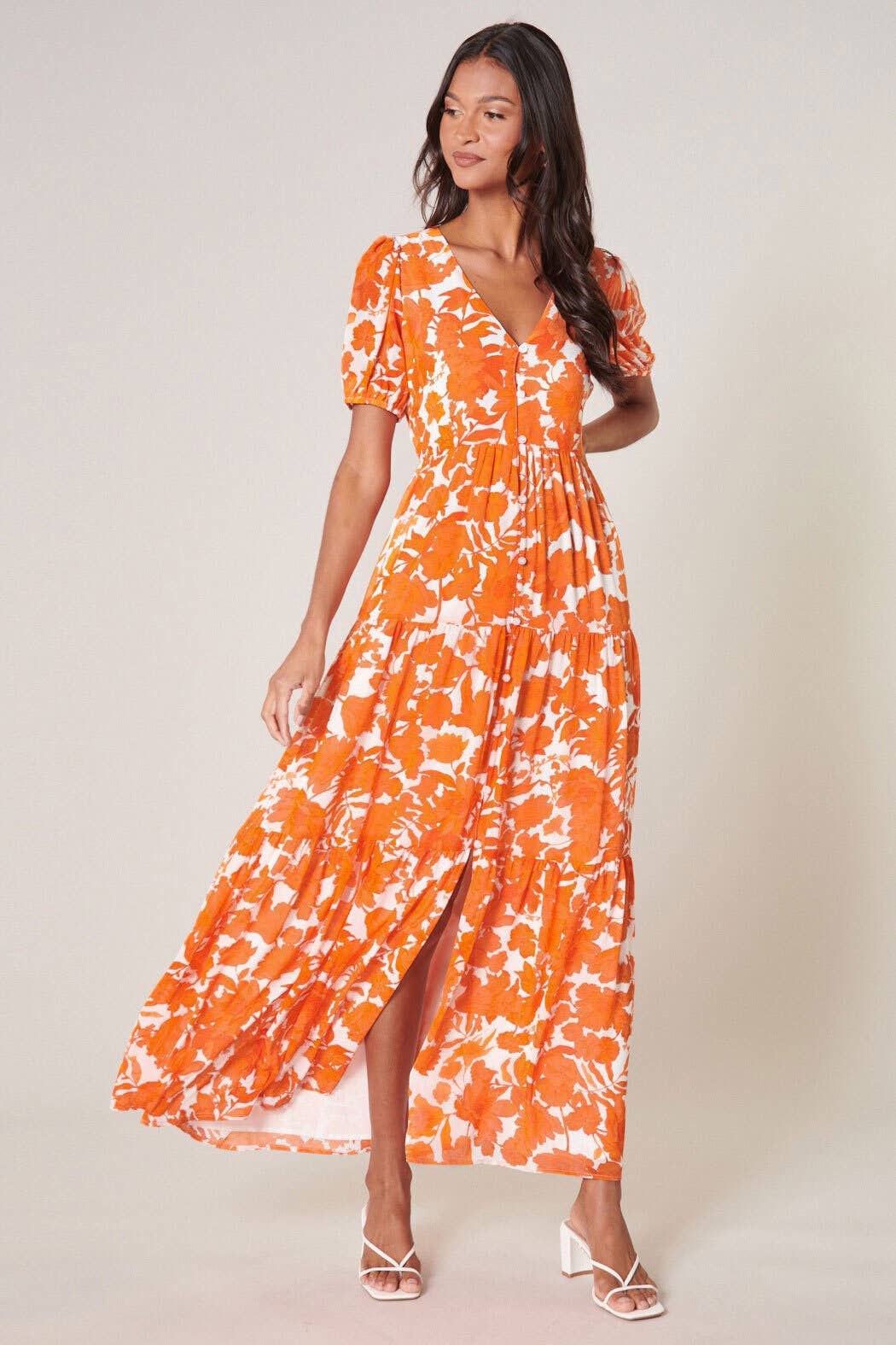 Sugarlips Tangelo Floral Monaco Tiered Maxi Dress