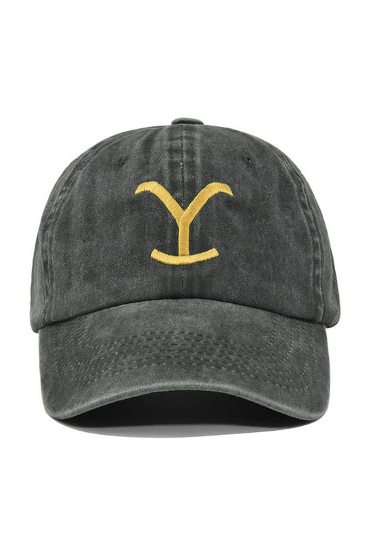 Grey Yellowstone Embroidered Baseball Cap