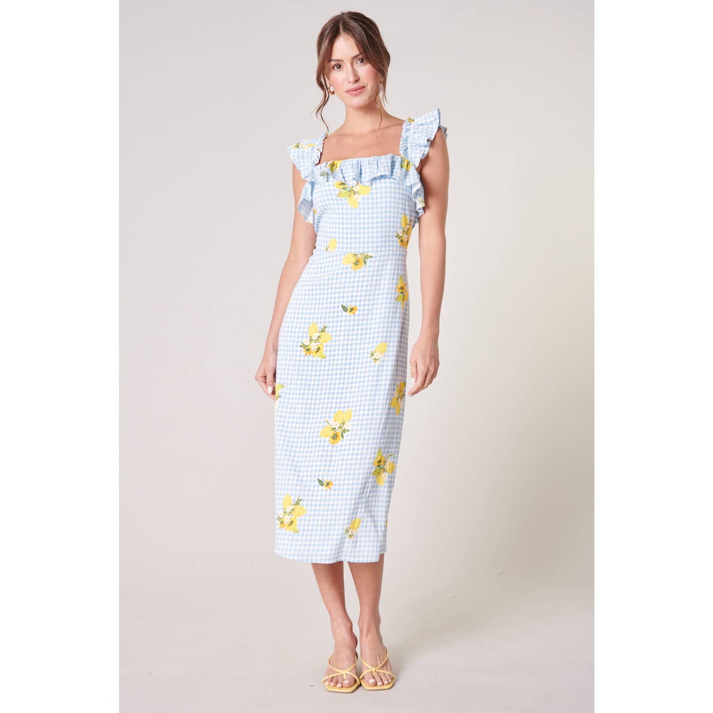 Sugarlips Gingham Lemon Shift Dress