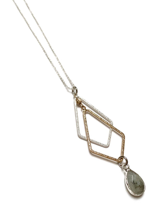 Gracie Rose Designs - Minimalist Gold & Silver Labradorite Pendant Necklace