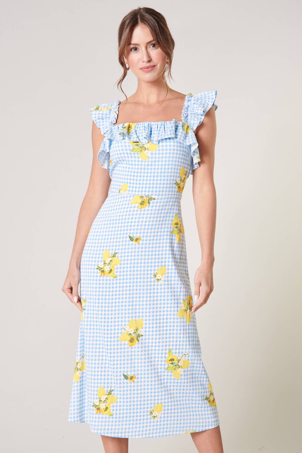 Sugarlips Gingham Lemon Shift Dress