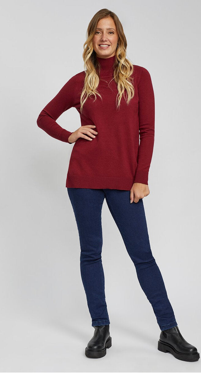 Raffinalla Mockneck Sweater  Burgundy - DDBooski Clothing Co