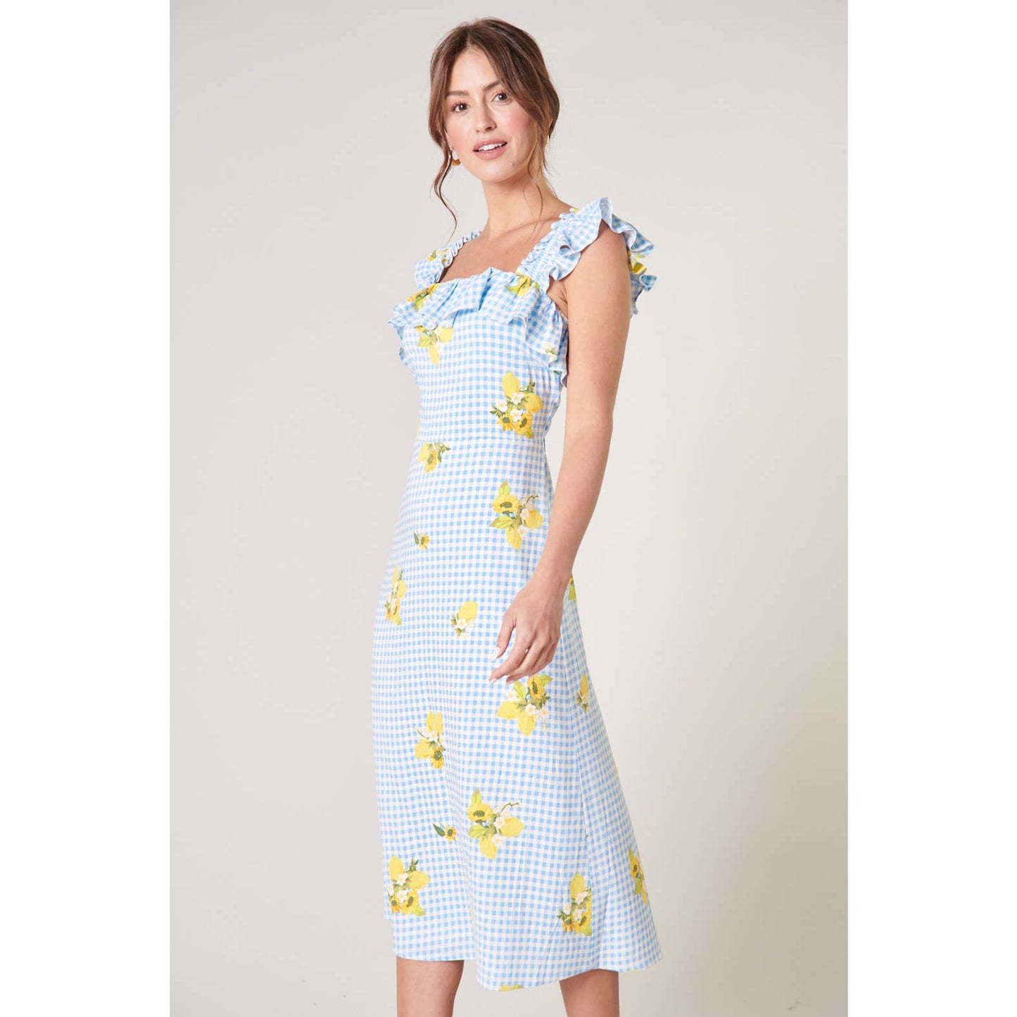 Sugarlips Gingham Lemon Shift Dress