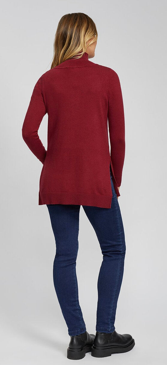 Raffinalla Mockneck Sweater  Burgundy - DDBooski Clothing Co