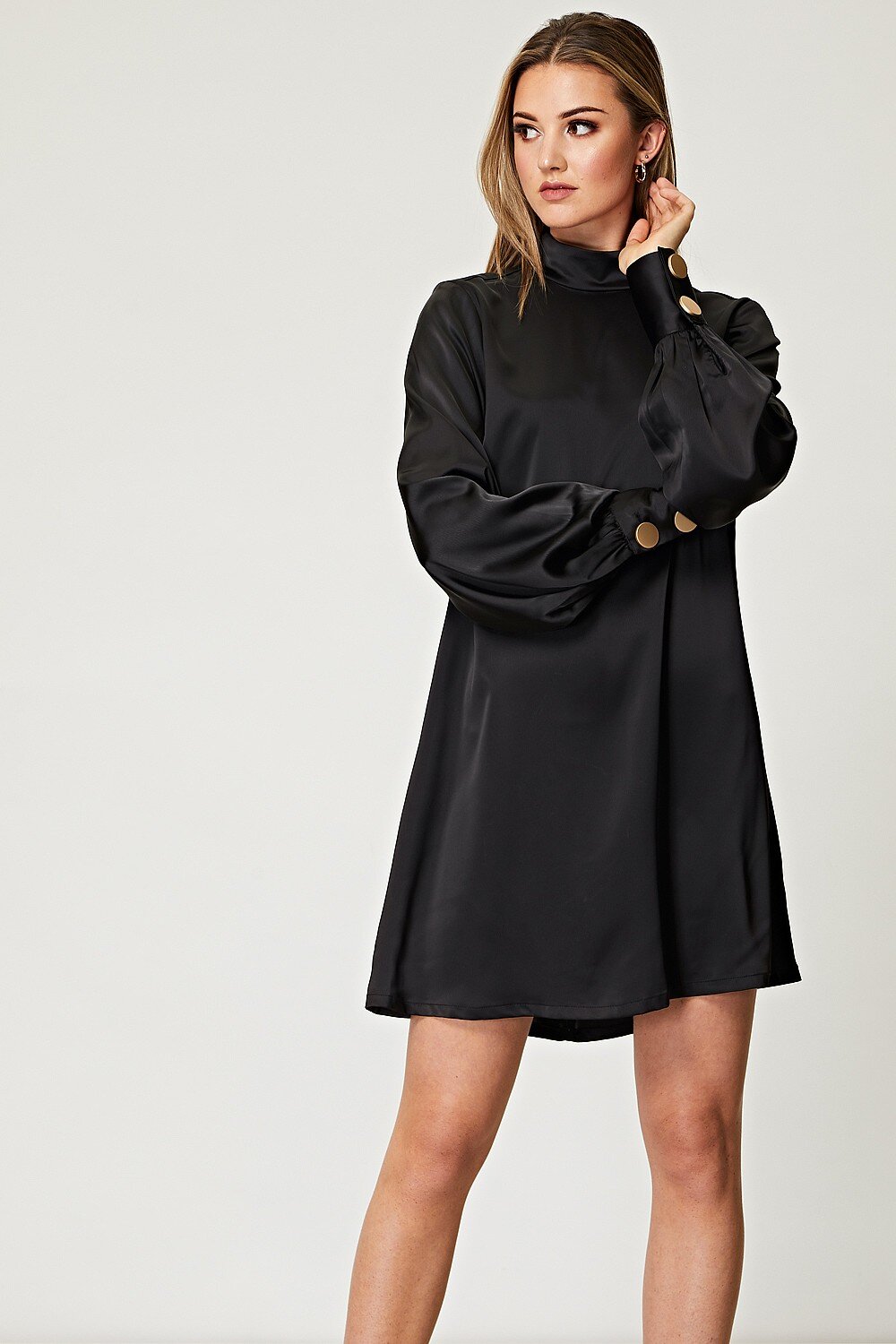 Angeleye Black Satin Dress Size S