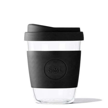 One Less - 8OZ Basalt Black Glass Travel Tumbler from SOL Cups