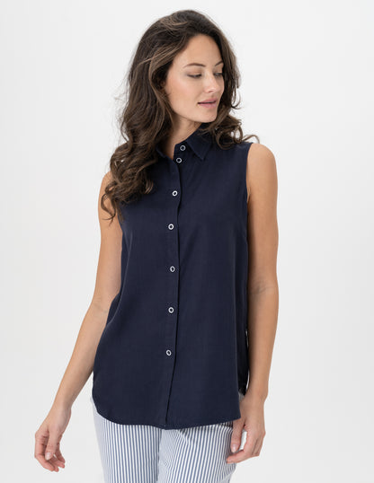 Renuar Indigo Button Up Blouse