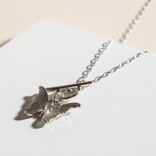 Butterfly Pendant Toggle Chain Necklace