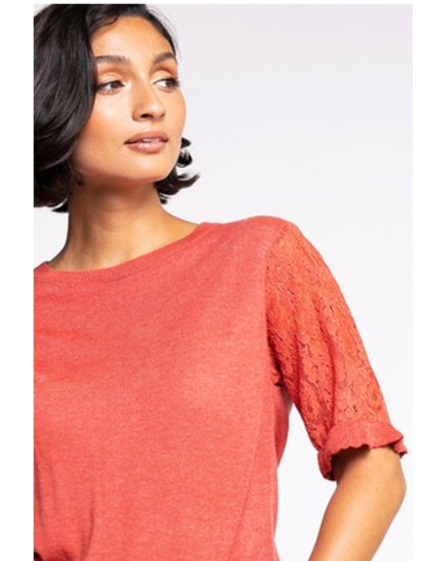 Pink Martini Collection Lace Cashmere Sweater Orange S